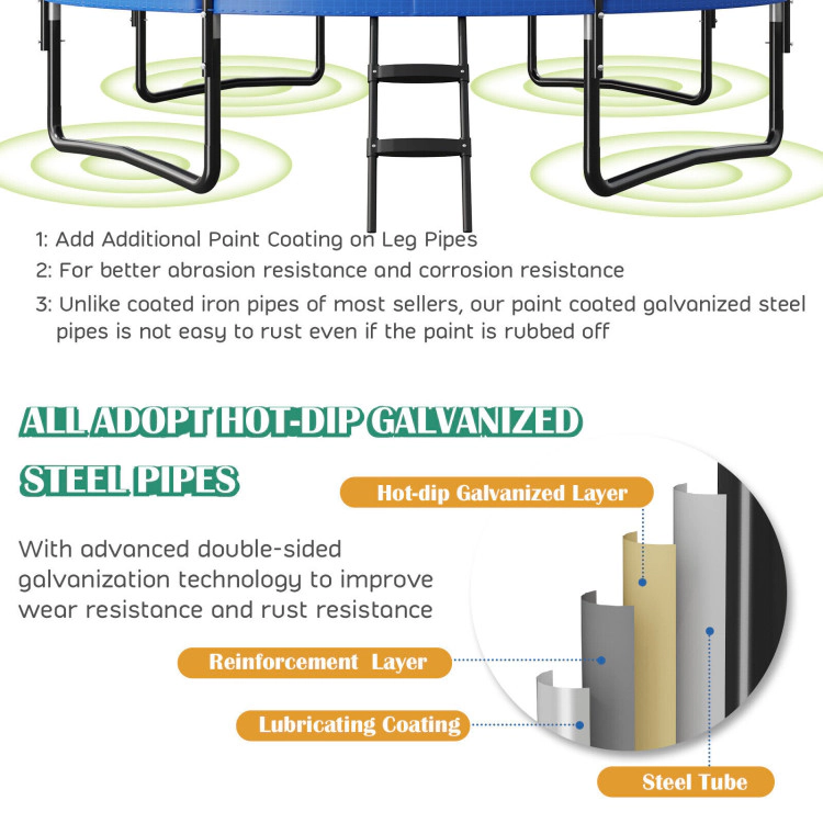 Hivvago Recreational Trampoline W/Basketball Hoop Safety Enclosure Net Ladder
