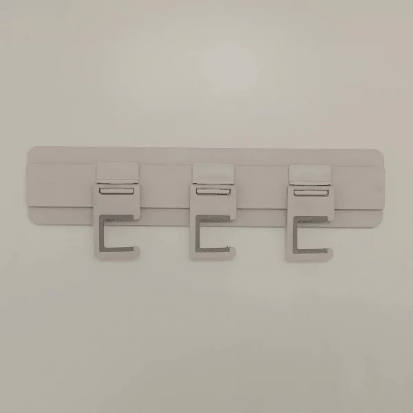 OU Wall Mounted Broom & Mop Holder, Self Adhesive w/ 3 Adjustable Anti slip Silicone Grip Hooks, for Laundry & Kitchen