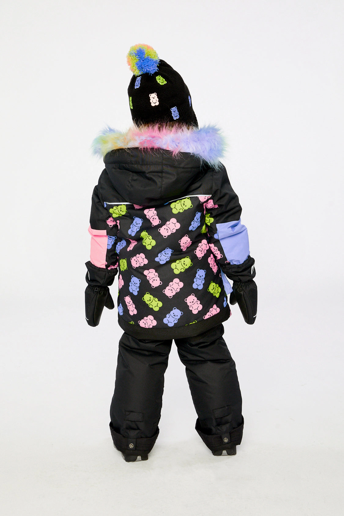 Deux par Girls Gummy Bear Print Two Piece Play Snowsuit with Hooded Jacket and Snow Pants