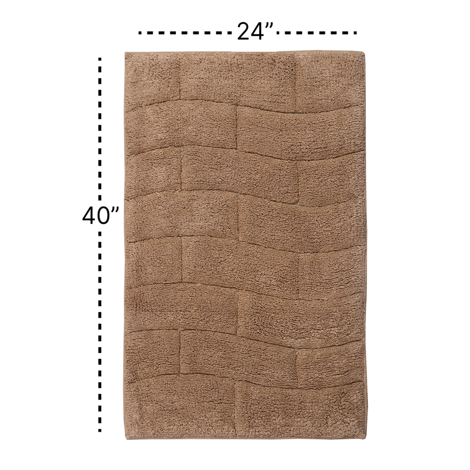 Knightsbridge Stylish And Comfortable All Season Traditional New Tile Design Cotton Bath Rug 24" X 40" Natural
