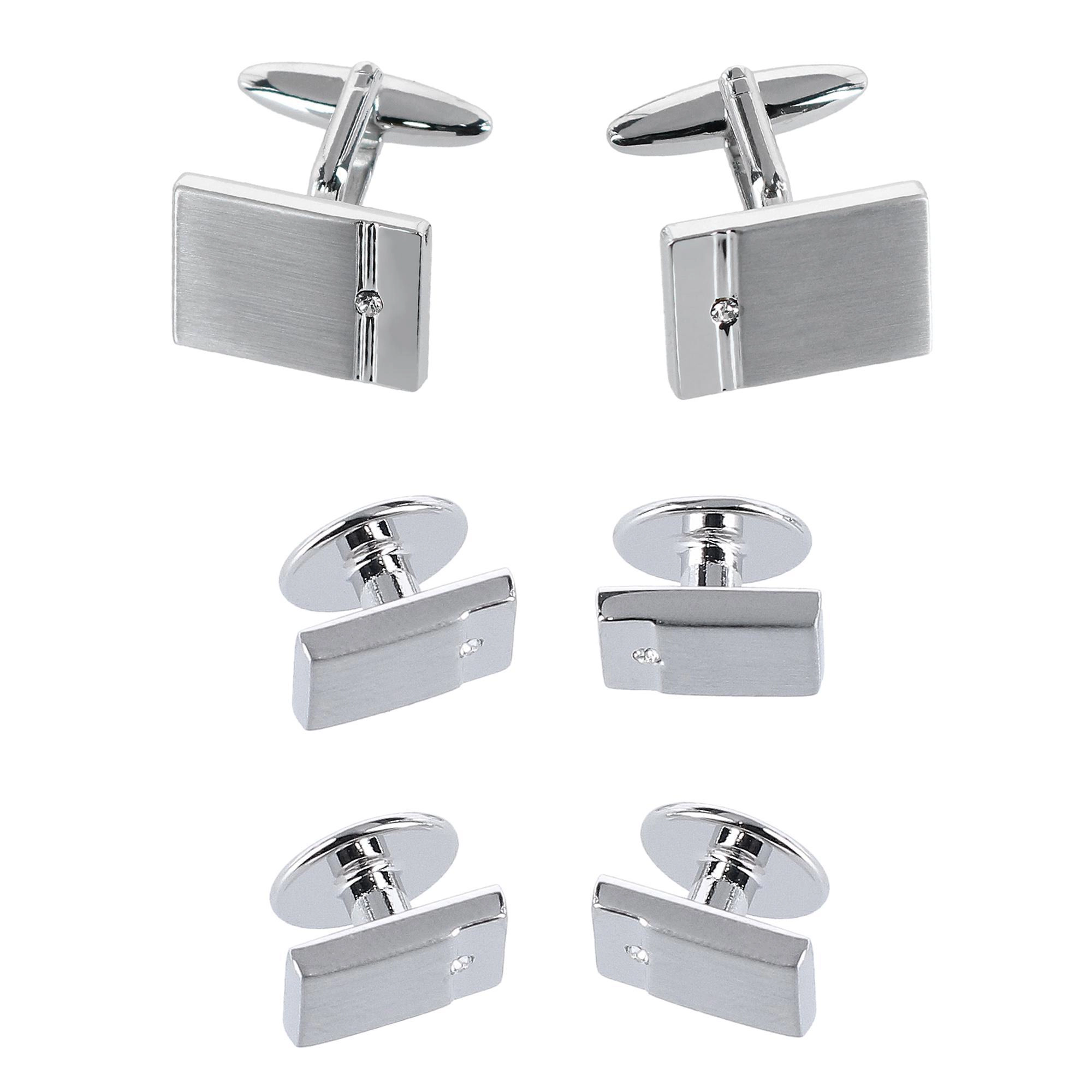 Trafalgar Kingsley Rhodium w Czech Crystal Set (Cufflinks & Tuxedo Studs)