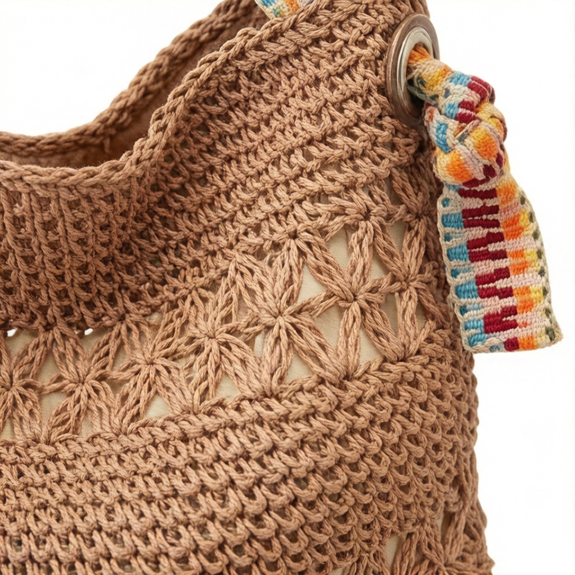 Alilang Women's Crochet Shoulder Bag with Woven Strap Textured Knit Hobo Handbag Slouchy Boho Tote Everyday Carryall