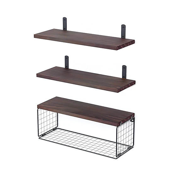 GBruno 2-in-1 Wooden Floating Shelves