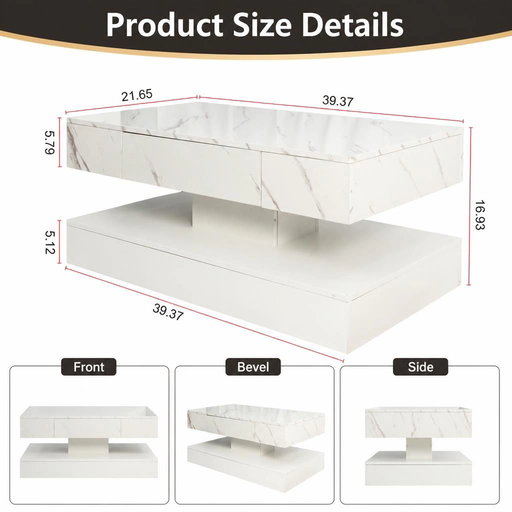 GOODSILO Modern Rectangular Low Profile Coffee Table
