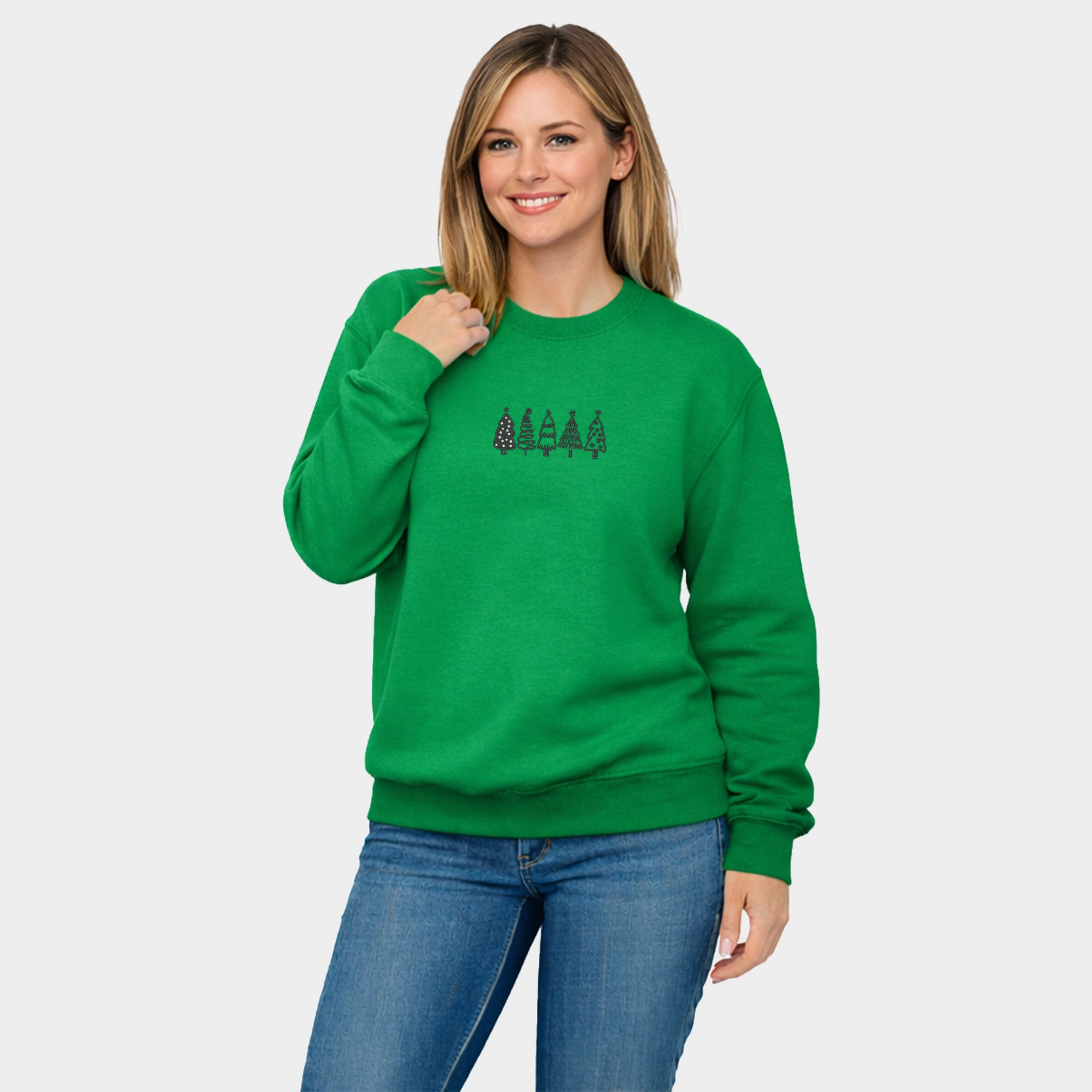 Simply Sage Market - Embroidered Christmas Trees  Women's Graphic Sweatshirt