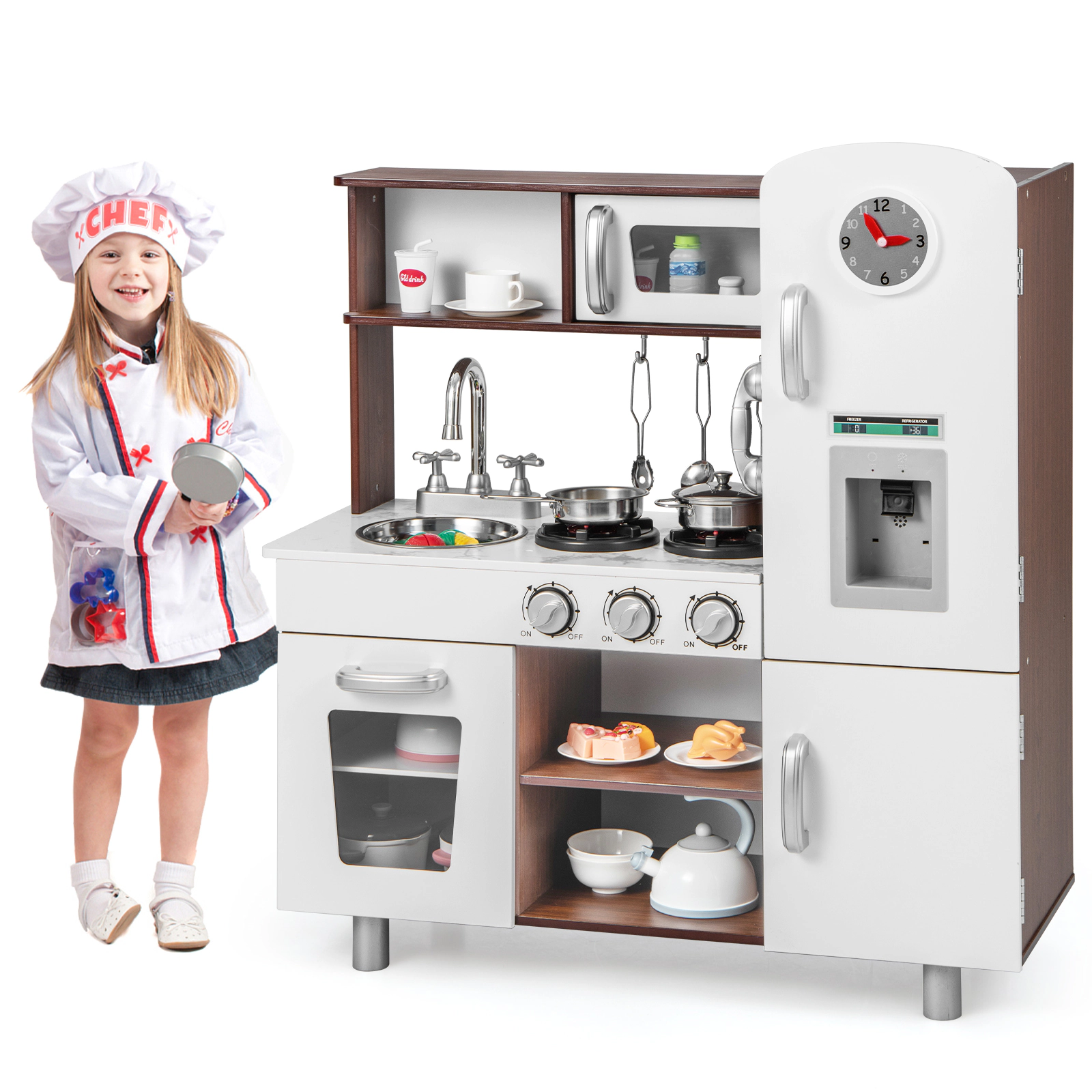 LJG Kids Kitchen Playset with Realistic Sounds and Lights