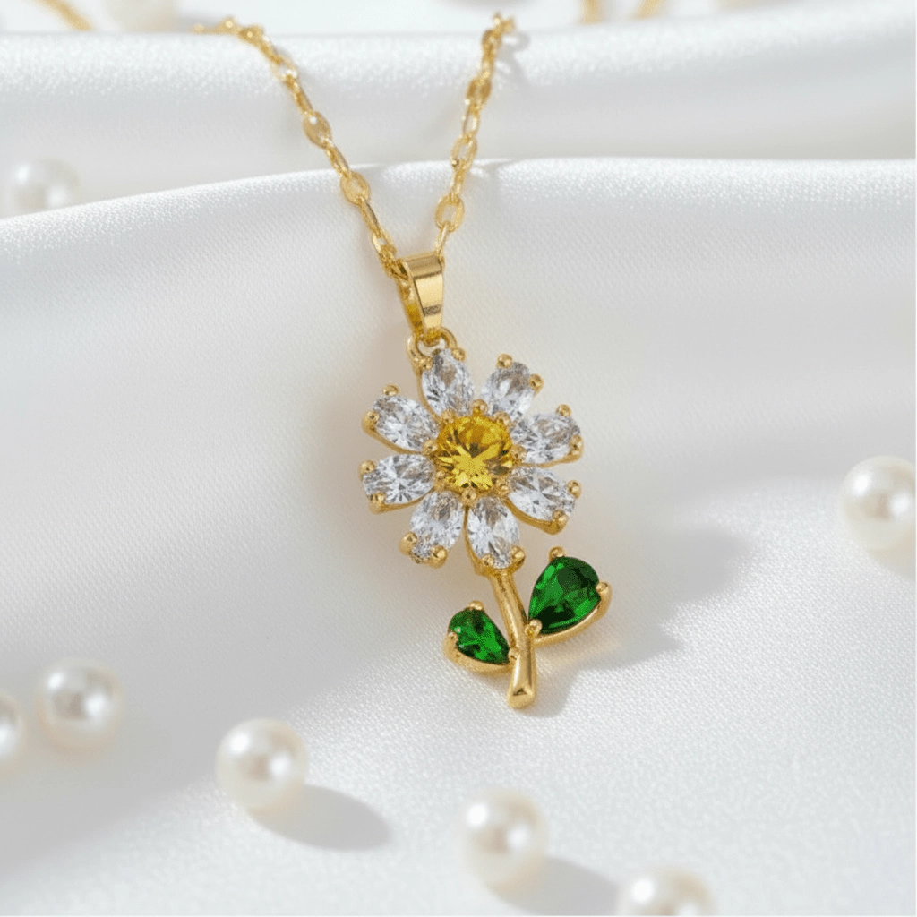 DressAtR Women's Gold Plated Zircon Stone Necklace