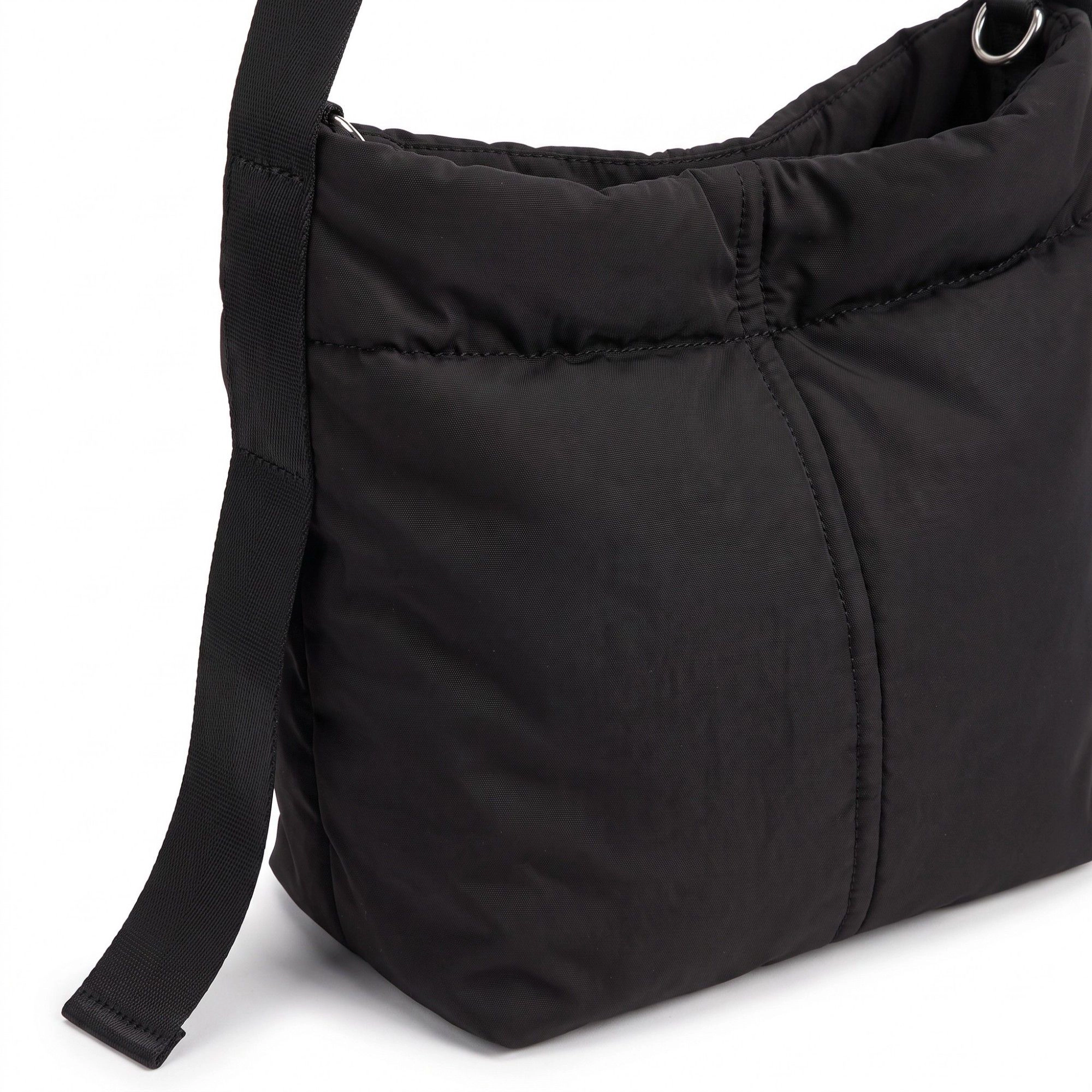 Alilang Women's Vertical Seam Padded Hobo Tote Bag with Dual Convertible Straps for Crossbody Wear 9.4x8.7x4.7in