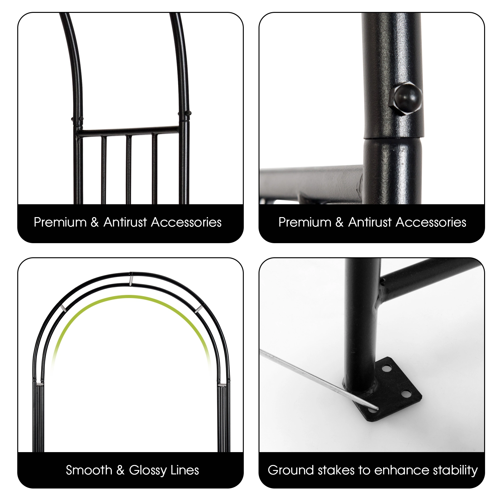 SUGIFT 7.2-Foot Garden Decoration Steel Climbing Plants Arch 86-in Tall Garden Trellis 1-Piece Black