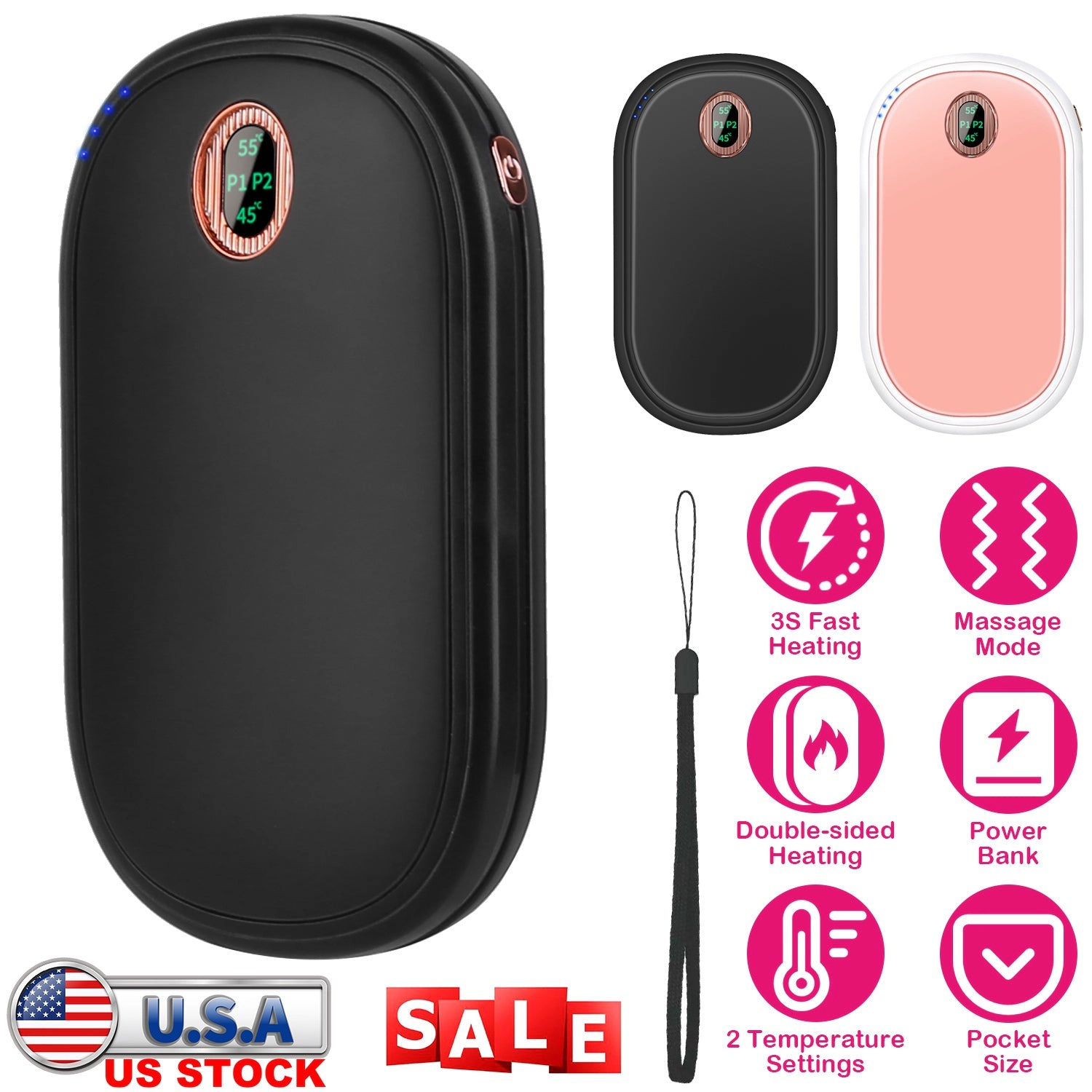 GBruno Rechargeable Hand Warmer With Digital Display