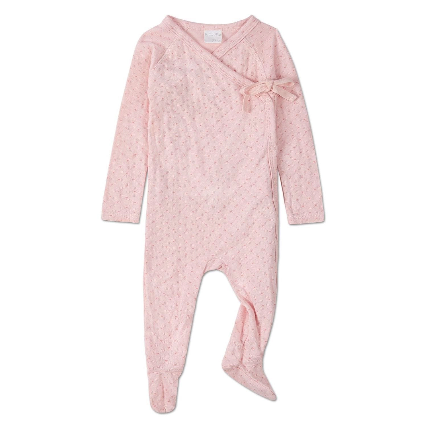 MeMoi 3 Piece Baby Girls "Little Hearts" Pointelle Rayon Blend Footie Set