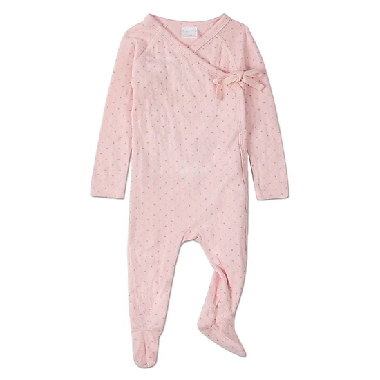 MeMoi 3 Piece Baby Girls "Little Hearts" Pointelle Rayon Blend Footie Set