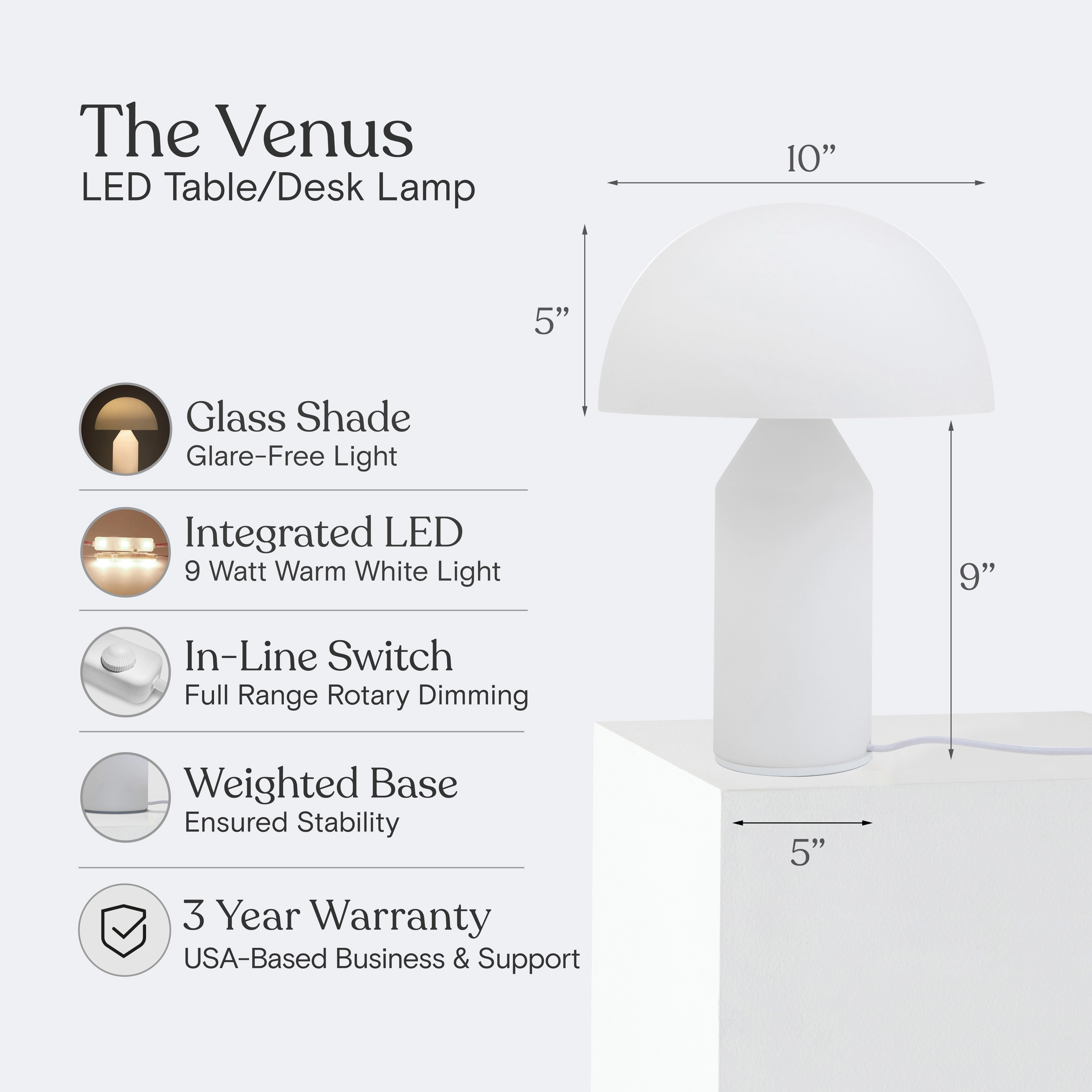 Brightech Venus Glass LED Table Lamp
