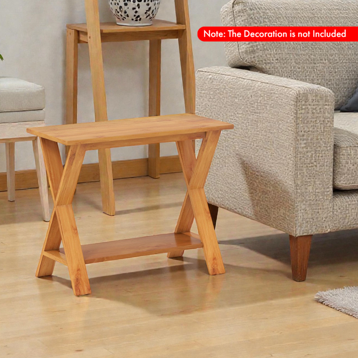 Hivvago Elegant 35-Inch Teak Console with Lower Storage Shelf