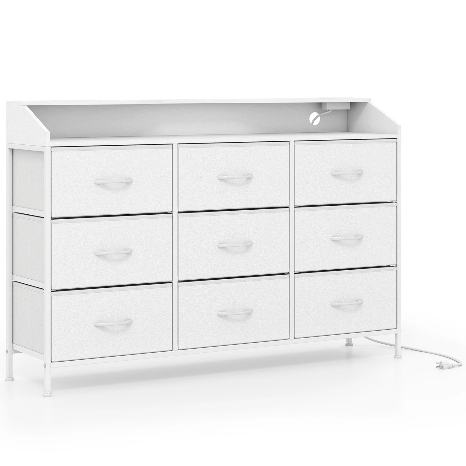 LJG Storage Organizer with LED Lights and 9 Fabric Drawers
