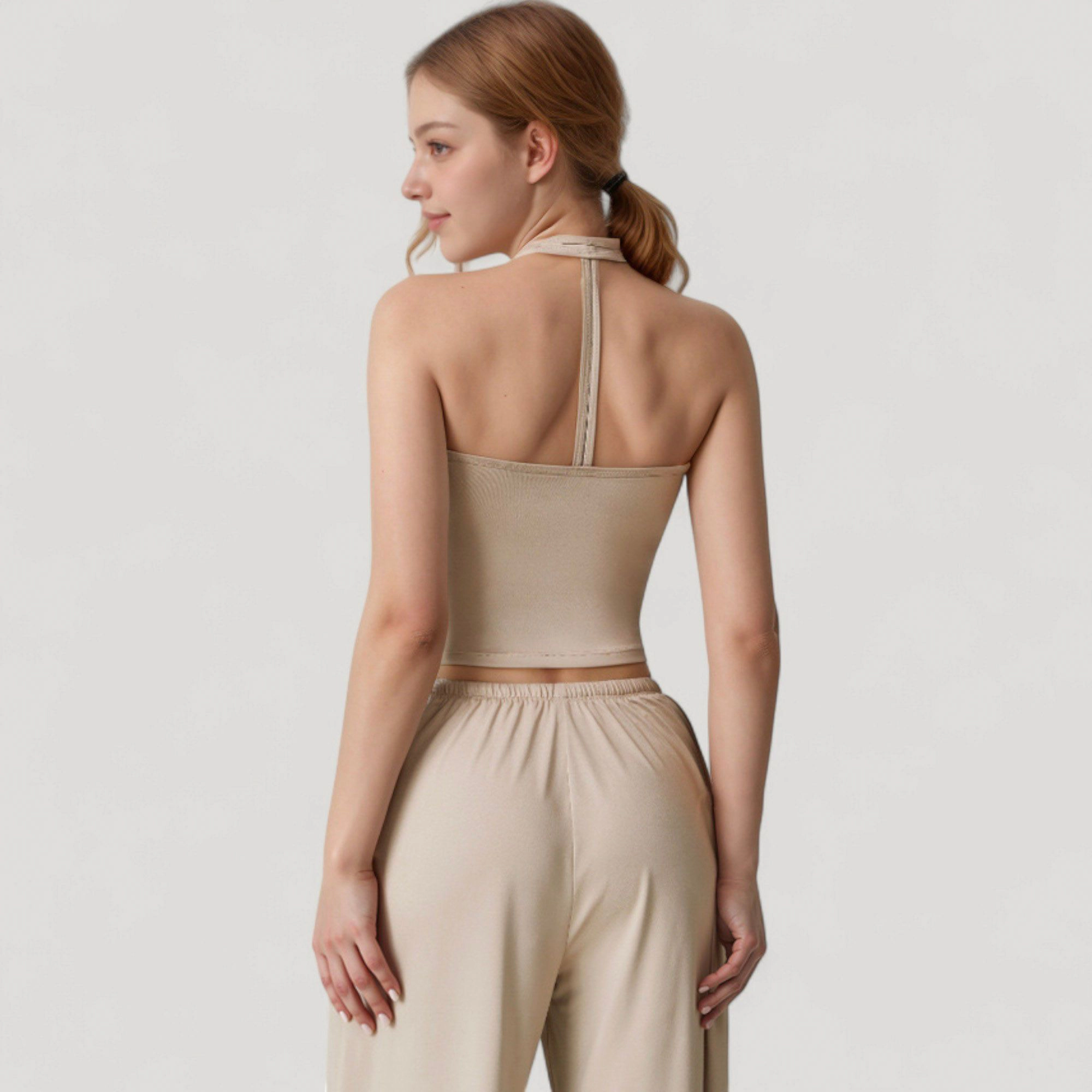 Anna-Kaci Women's Cropped Active Tank Top with Built-In Bra and Racerback Design