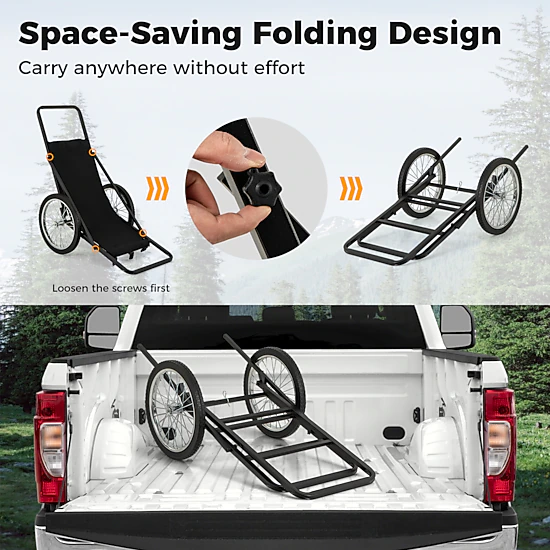 SUGIFT Folding Deer Game Cart with Polyester Liner 550-lb Capacity Black