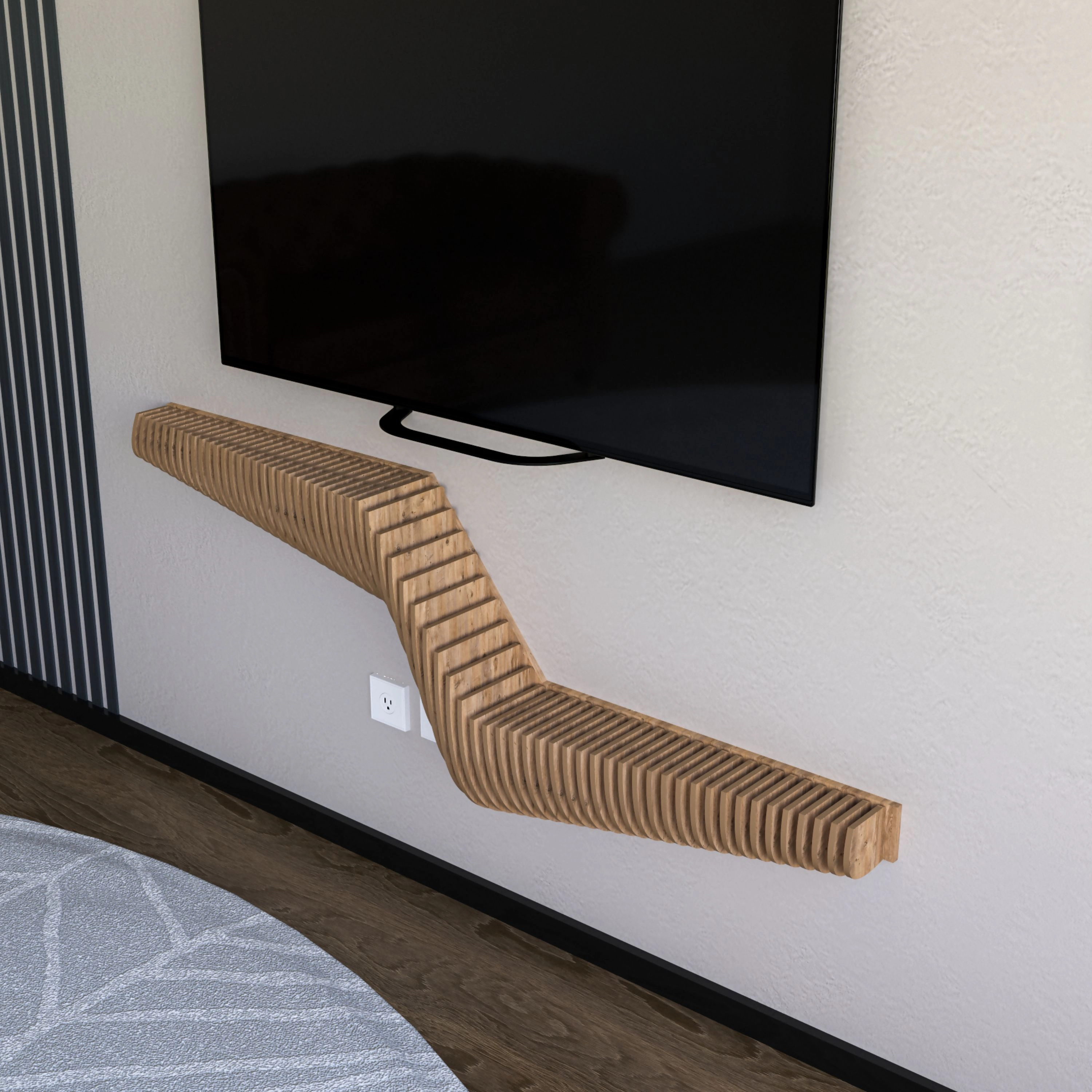 Wear Sierra Parametric 57 inch 3D Wavy  Floating Shelf