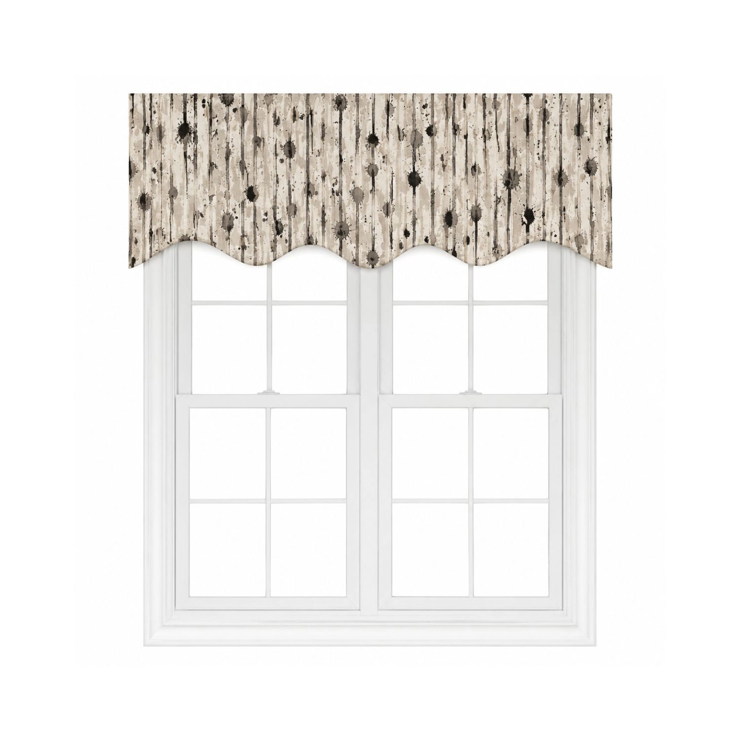 RLF Home 100% Cotton String Theory Regal With Ivory Lining Rod Pocket Window Valance 50" x 17" Charcoal