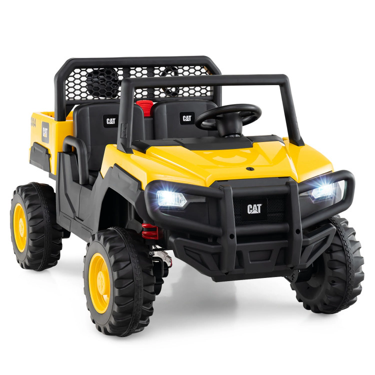 Hivvago 24V Ride On Dump Truck Licensed Caterpillar 2-Seater Kids Car with Remote Control
