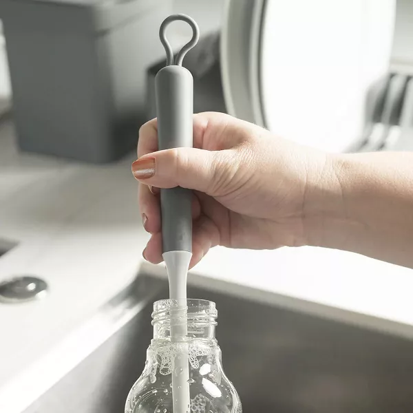 OU Bottle & Glass Brush – Ergonomic, Flexible Bristles for Scratch-Free, Deep Cleaning of Cups, Bottles & Glasses