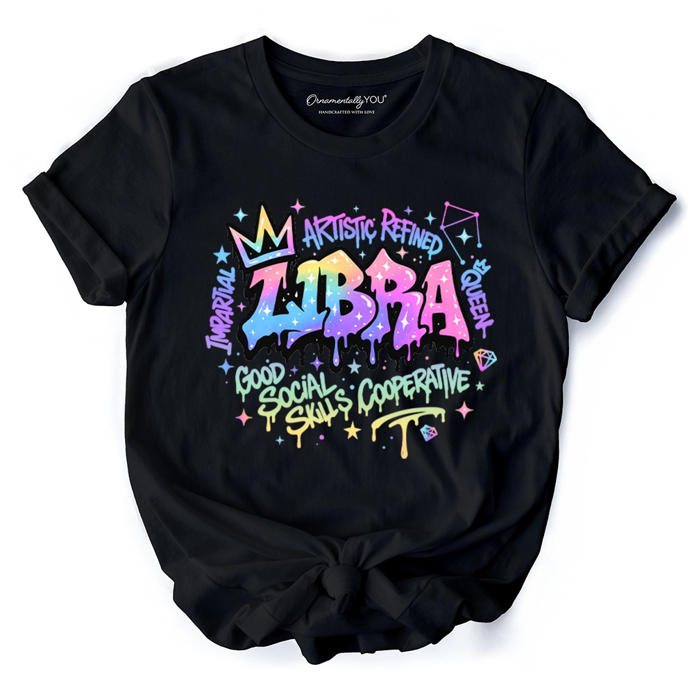 OrnamentallyYou Womens Libra Graffiti Zodiac T-Shirt