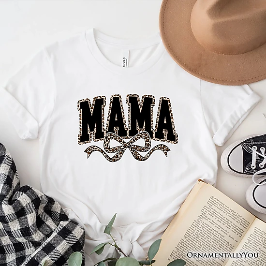 OrnamentallyYou Womens Coquette Leopard Mama T-Shirt