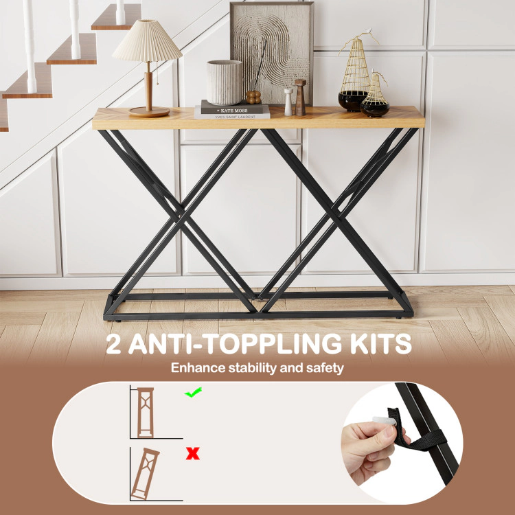 Hivvago 55 Inch Console Table With Solid Metal Frame And Storage