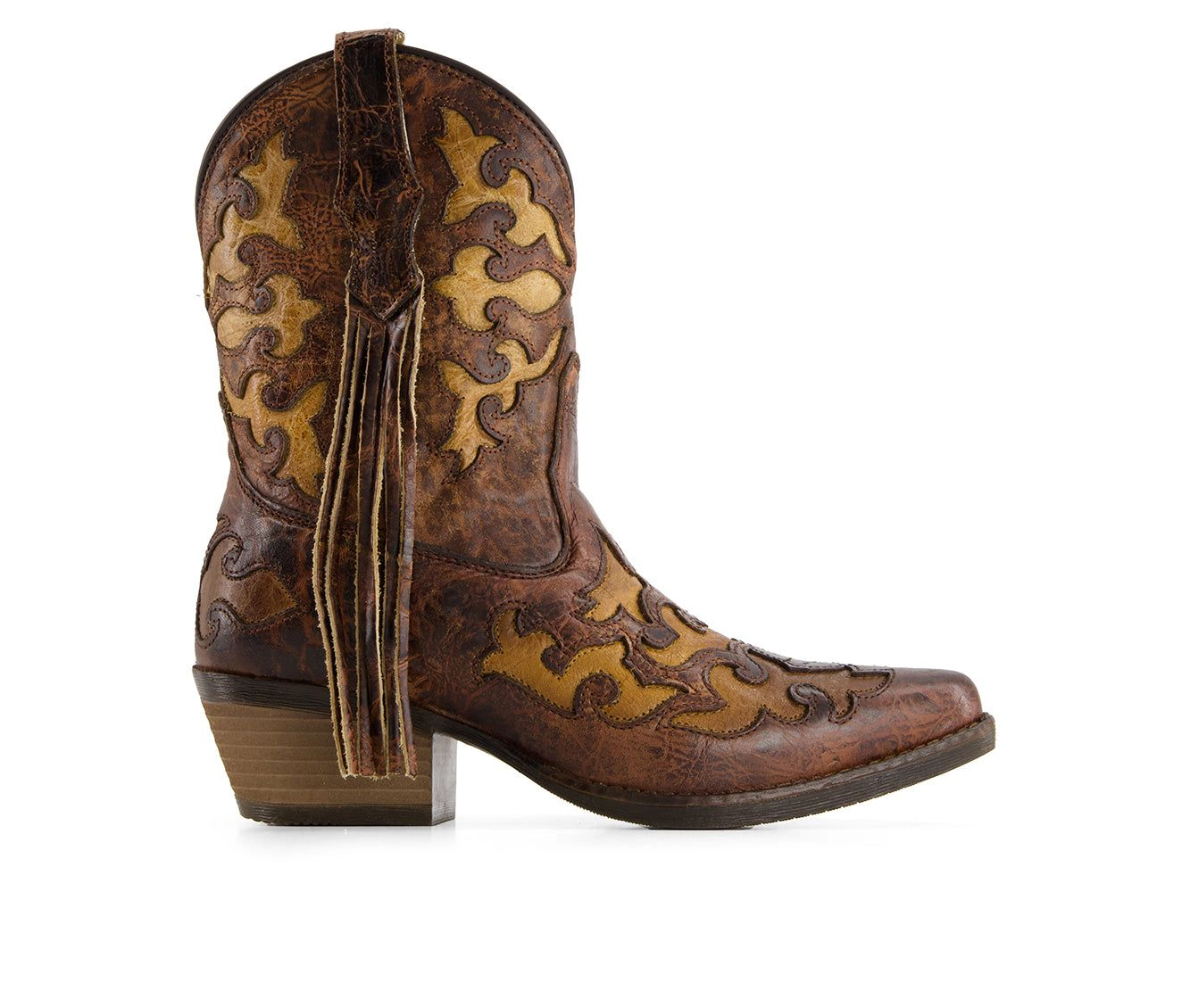 Forastero Womens Genuine Leather Pointed Toe Cowgirl Boots