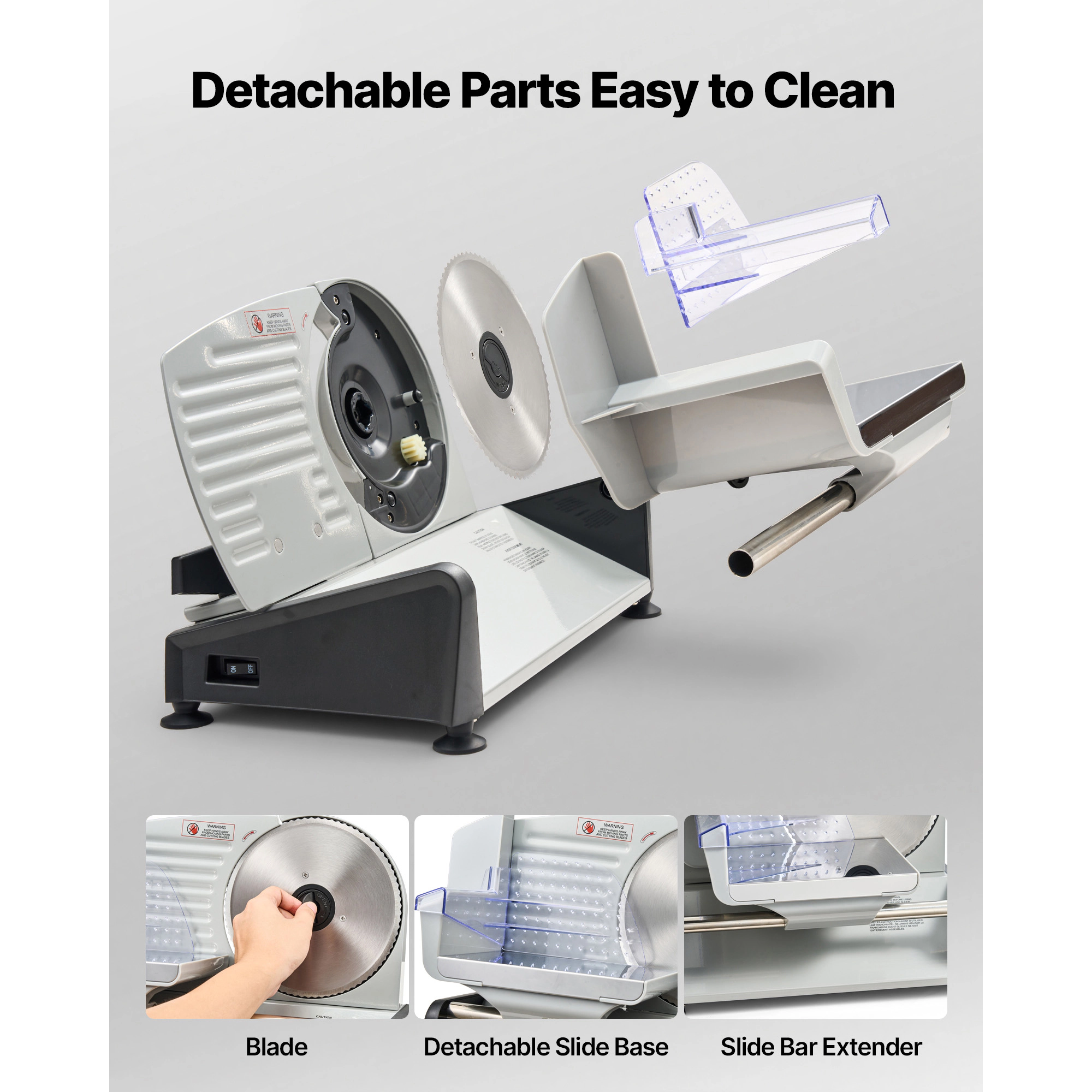 HONGGE Meat Slicer, Electric Deli Slicer with SUS420 Blade, 0-0.6 Adjustable Thickness, Home Food-Slicer for Meat, Ham