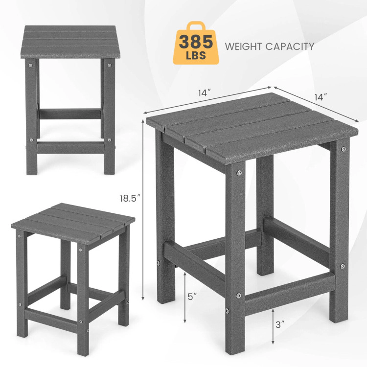 Hivvago 14 Inch Square Weather-Resistant Adirondack Side Table