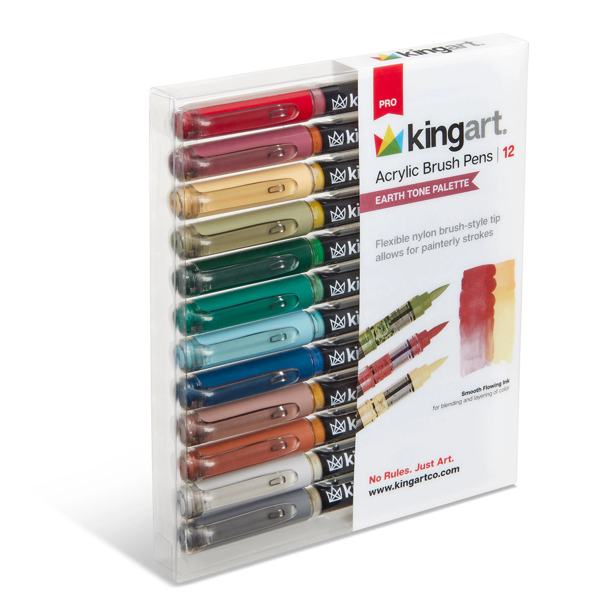 KINGART PRO Acrylic Brush Pens - 12 Earth Tone Colors