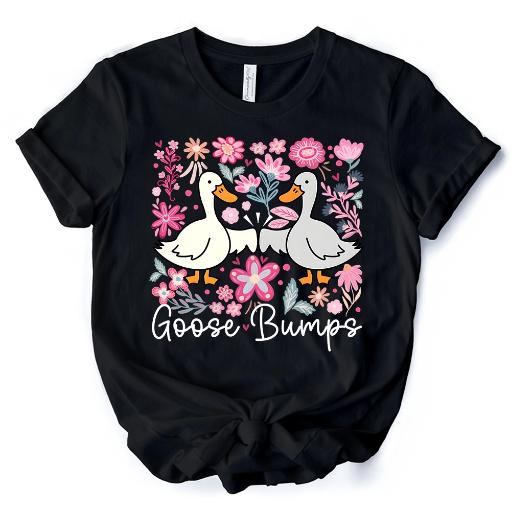 OrnamentallyYou Womens Funny Goose Bumps Floral T-Shirt