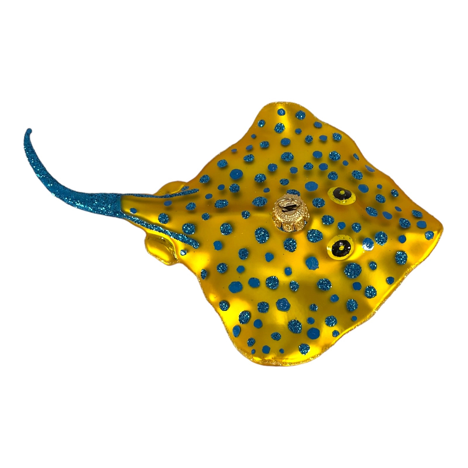 Pinnacle Peak Trading Company Yellow Spotted Stingray Polish Blown Glass Christmas Ornament Decoration Ray