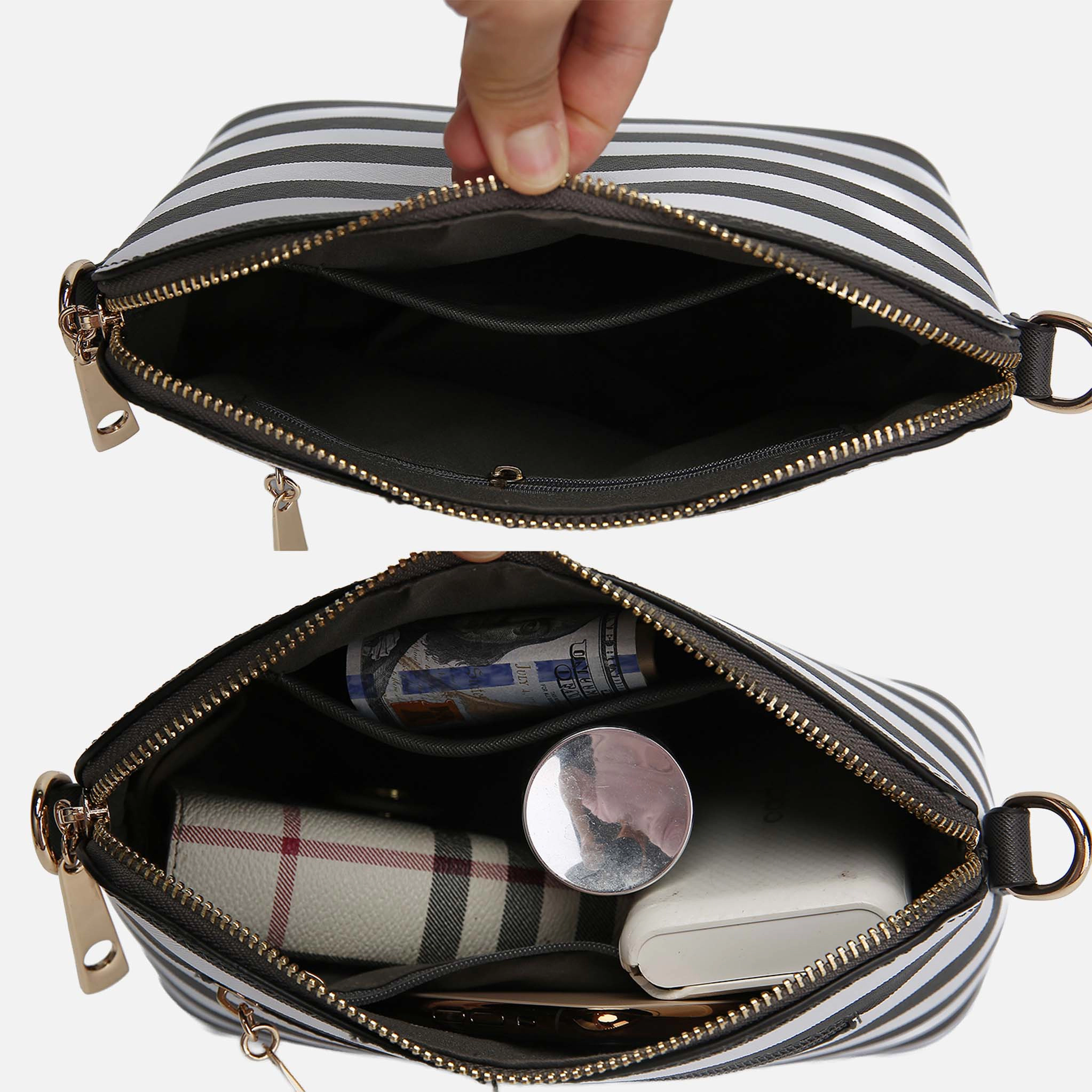 Mia K Collection Faux Leather Crossbody Bag with Gold-Tone Hardware