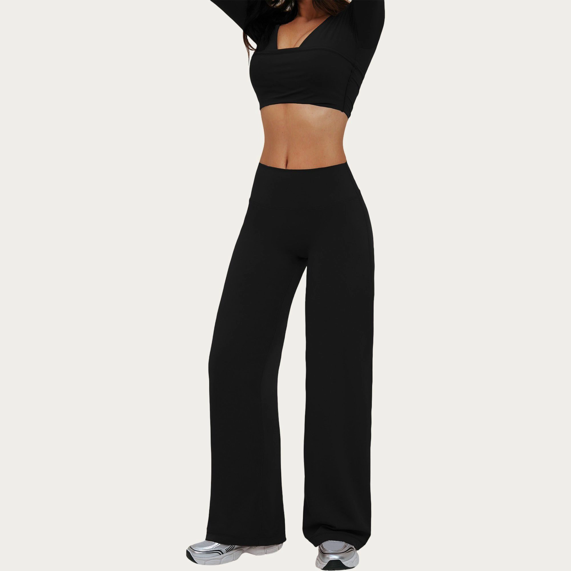 Anna-Kaci Women's High-Waist Wide-Leg Yoga Pants Stretch Lounge Workout Training Relaxed Athletic