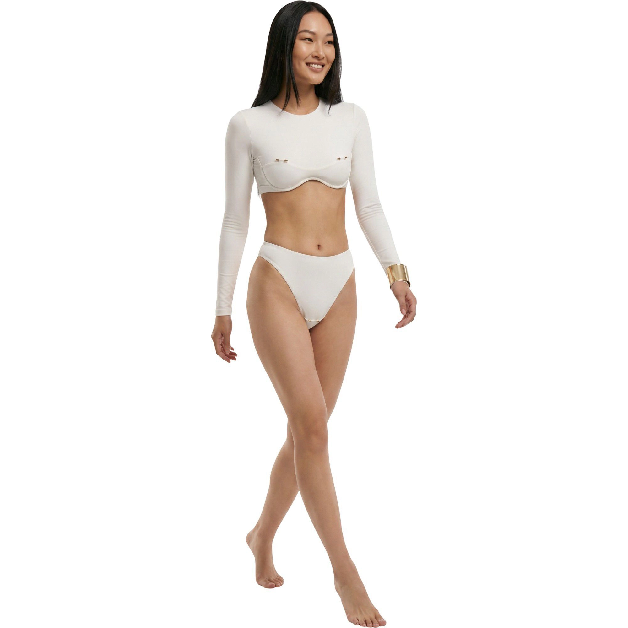 Anna-Kaci Women's Ruched High-Waist Triangle Bikini Set