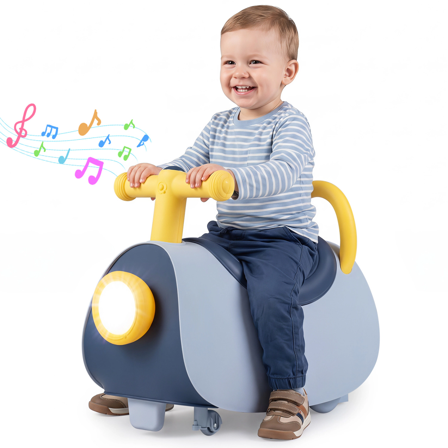 LJG Kids Ride on Push Car with Headlight Music & Under Seat Storage for 18-36 Months