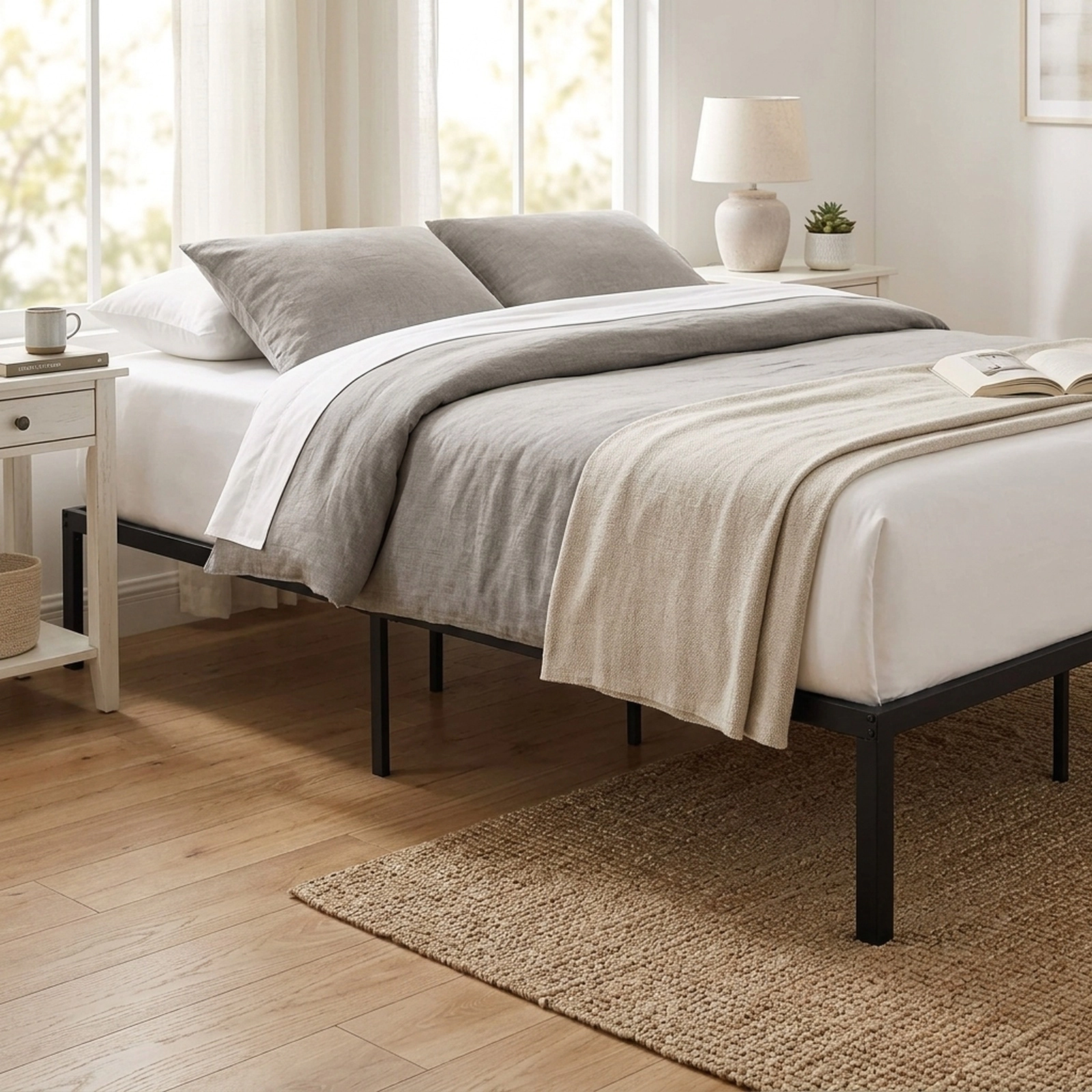 SUGIFT King Metal Platform Bed Frame, Reinforced Steel Slats, 880-lb Capacity, Black