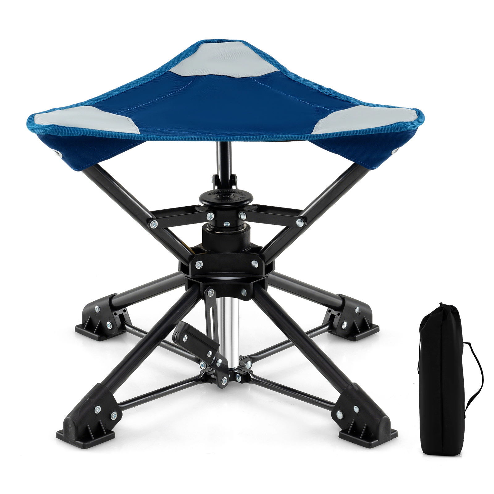 SUGIFT Blue 360-Degree Swivel Folding Camping Stool with Carry Bag 17-in W 14.5-in H 330-lb Seat Capacity