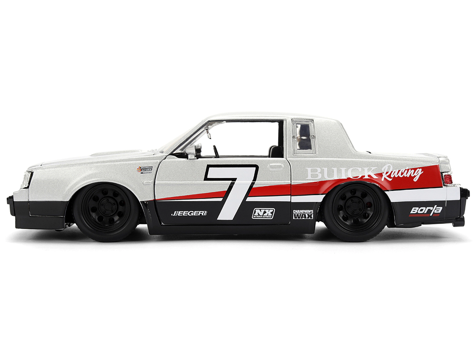 Jada 1987 Buick Grand National #7 "Buick Racing" Matt Silver Metallic with Red and Black Stripes "Bigtime