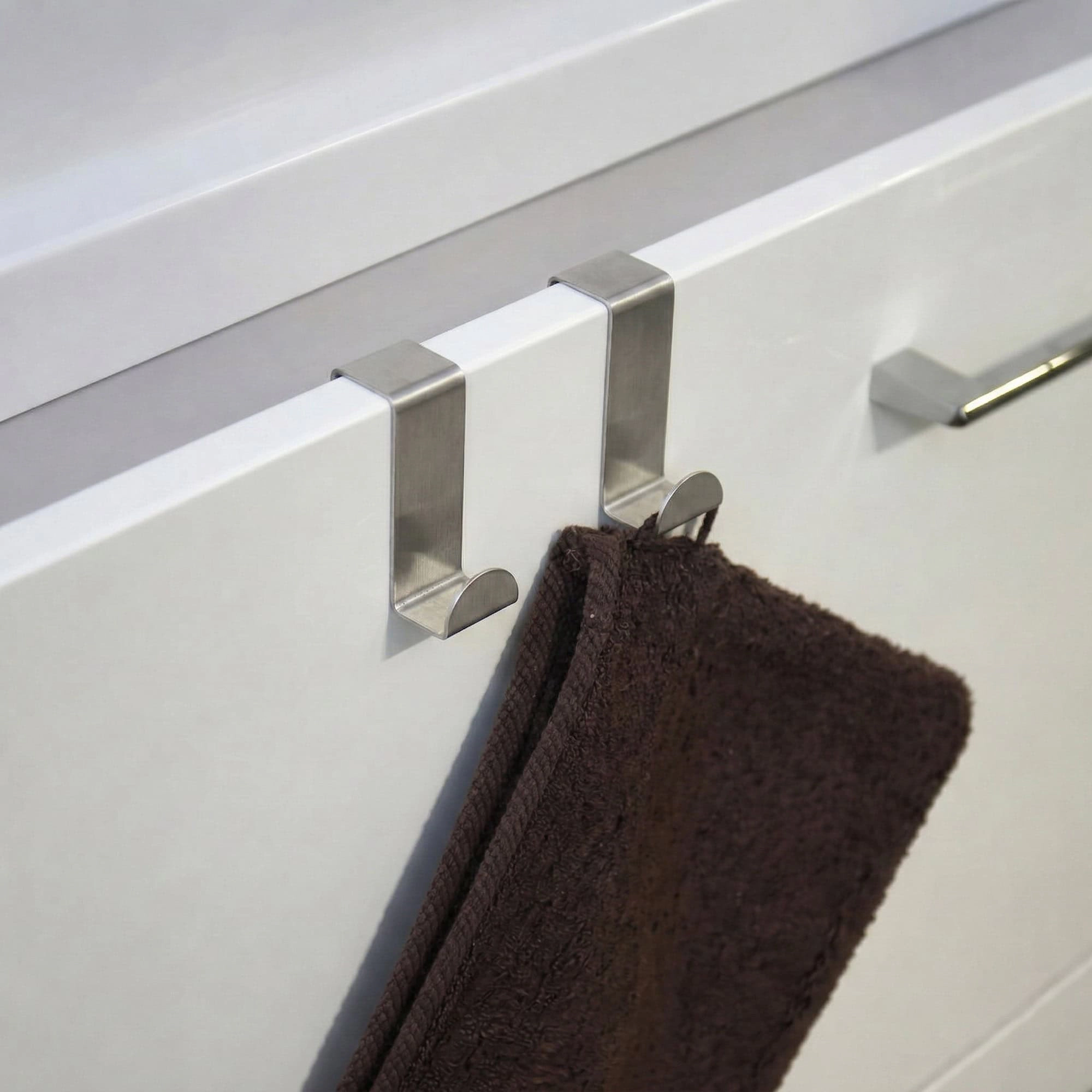 Evideco 2-Pack Stainless Steel Over-the-Door Hooks, Fingerprint & Rust Resistant