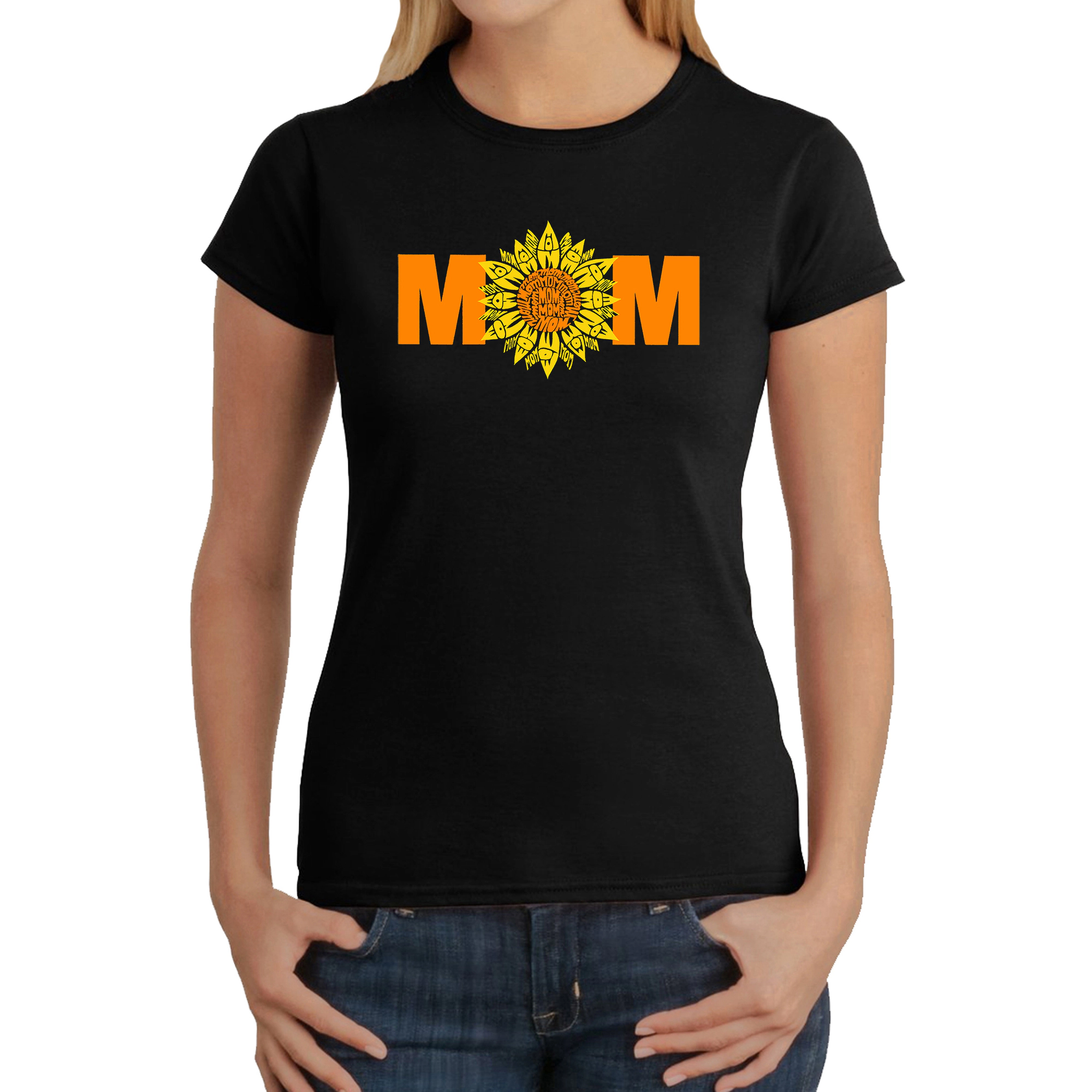 LA Pop Art Women's Word T-Shirt - Mom Sunflower