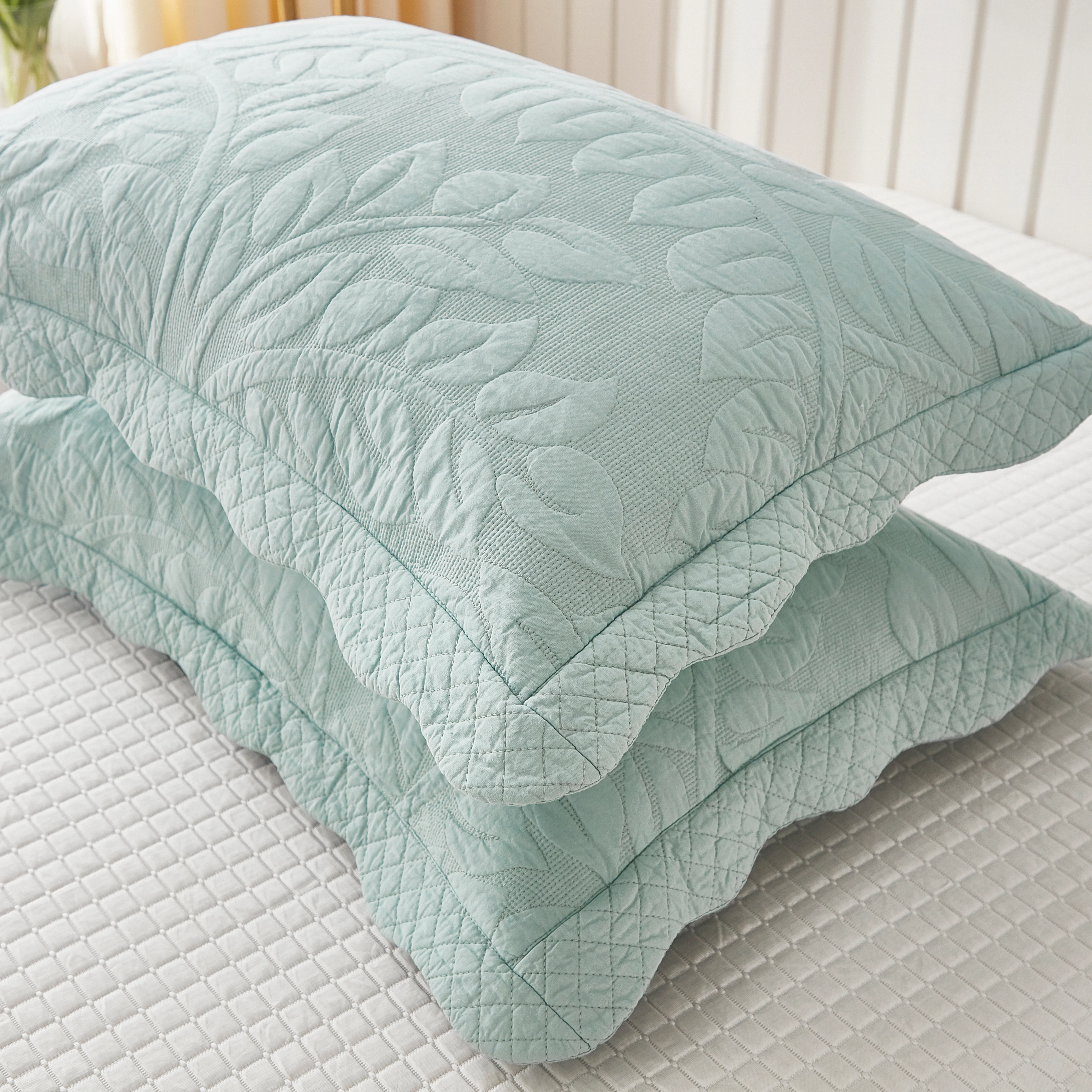 Marcielo 2 Piece 100% Cotton Quilted Pillow Shams, Decorative Covers