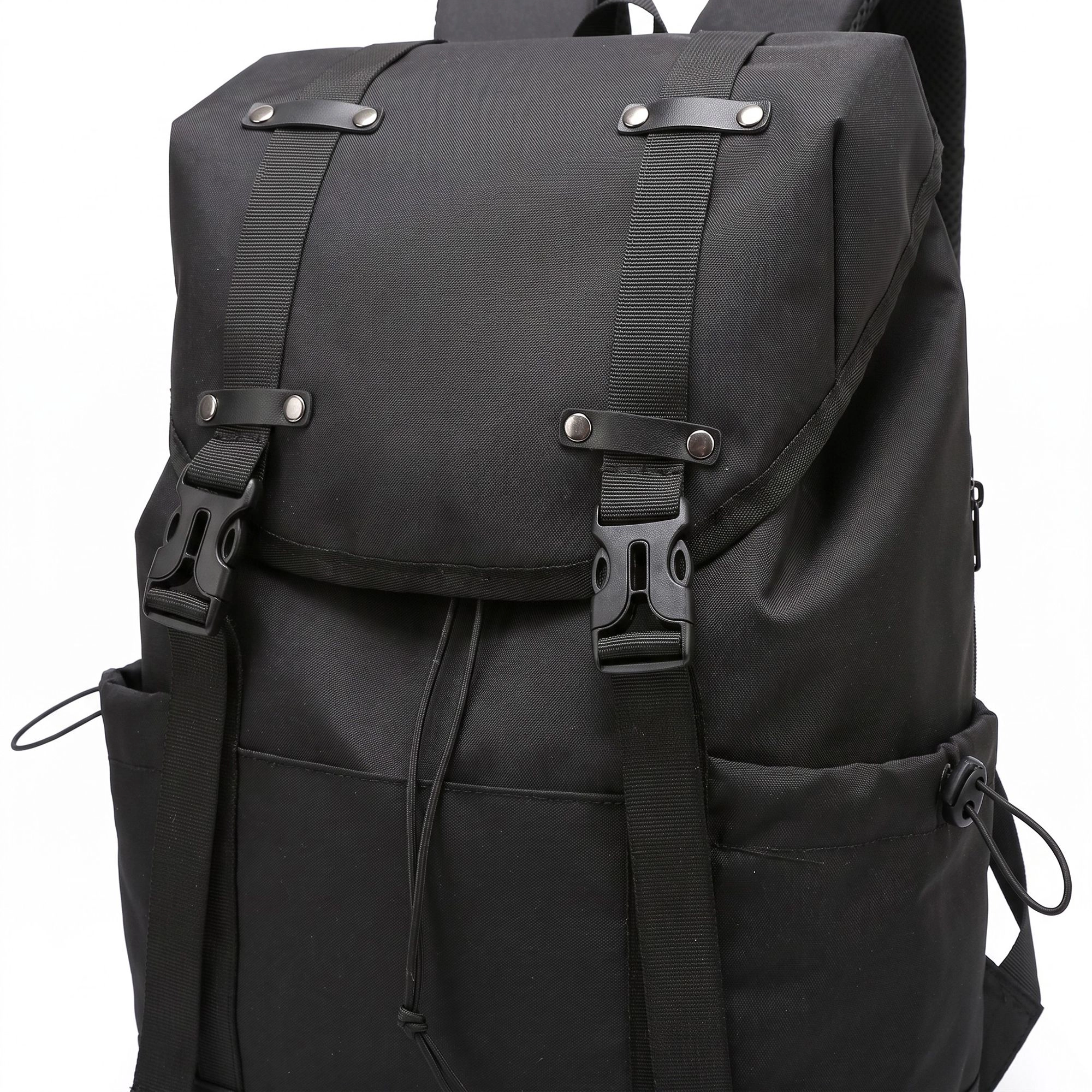 Alilang Women's Large Flap Backpack with Drawstring Closure Buckle Straps Side Pockets and Padded Shoulder