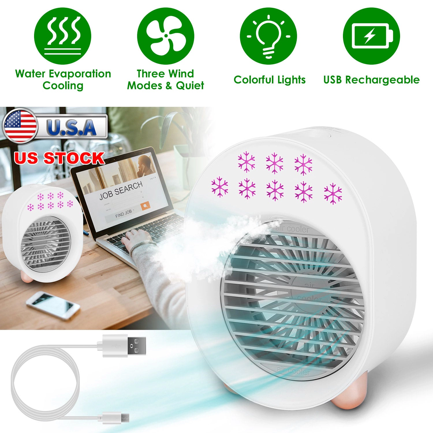 GBruno 4-in-1 Portable Desktop Air Cooler Fan