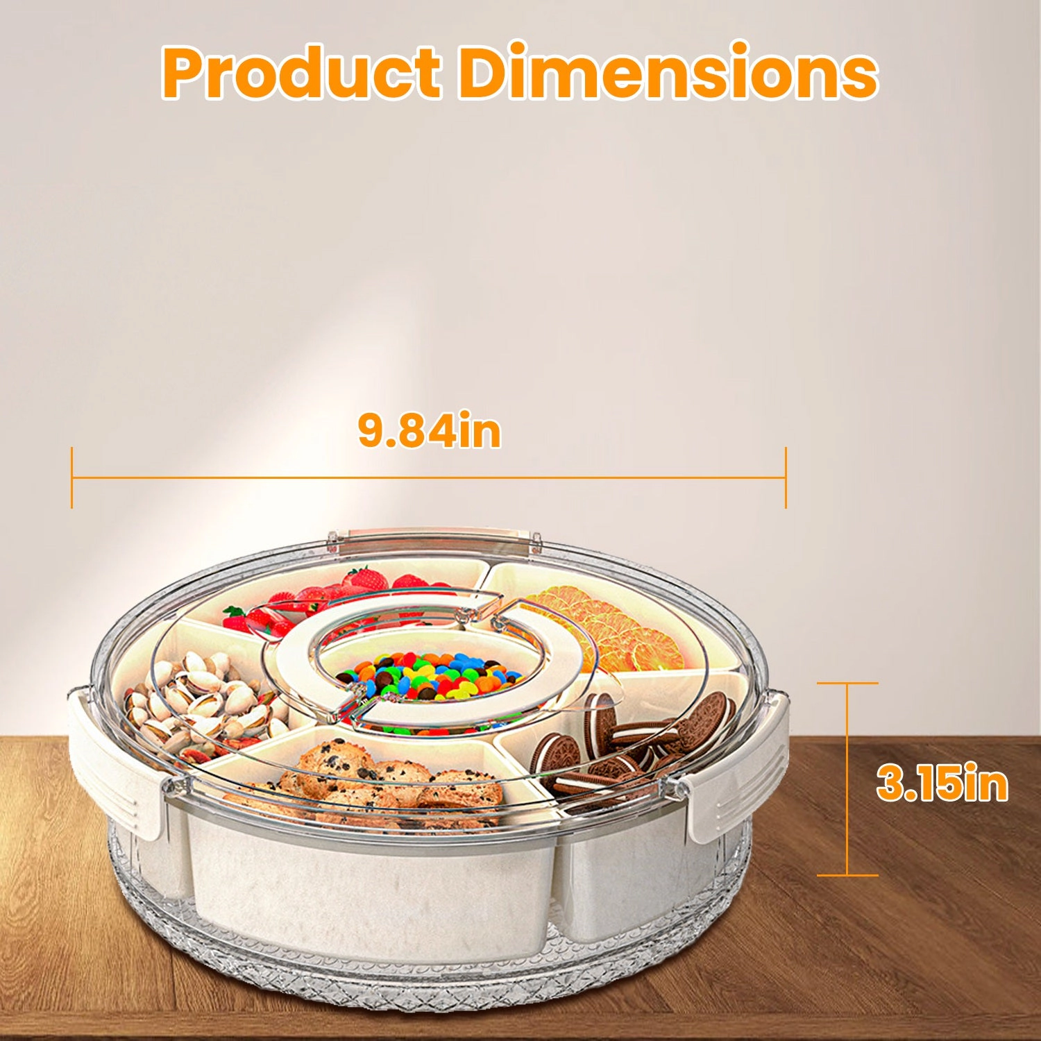 NEW Home Unisex Rotatable Divided Serving Tray