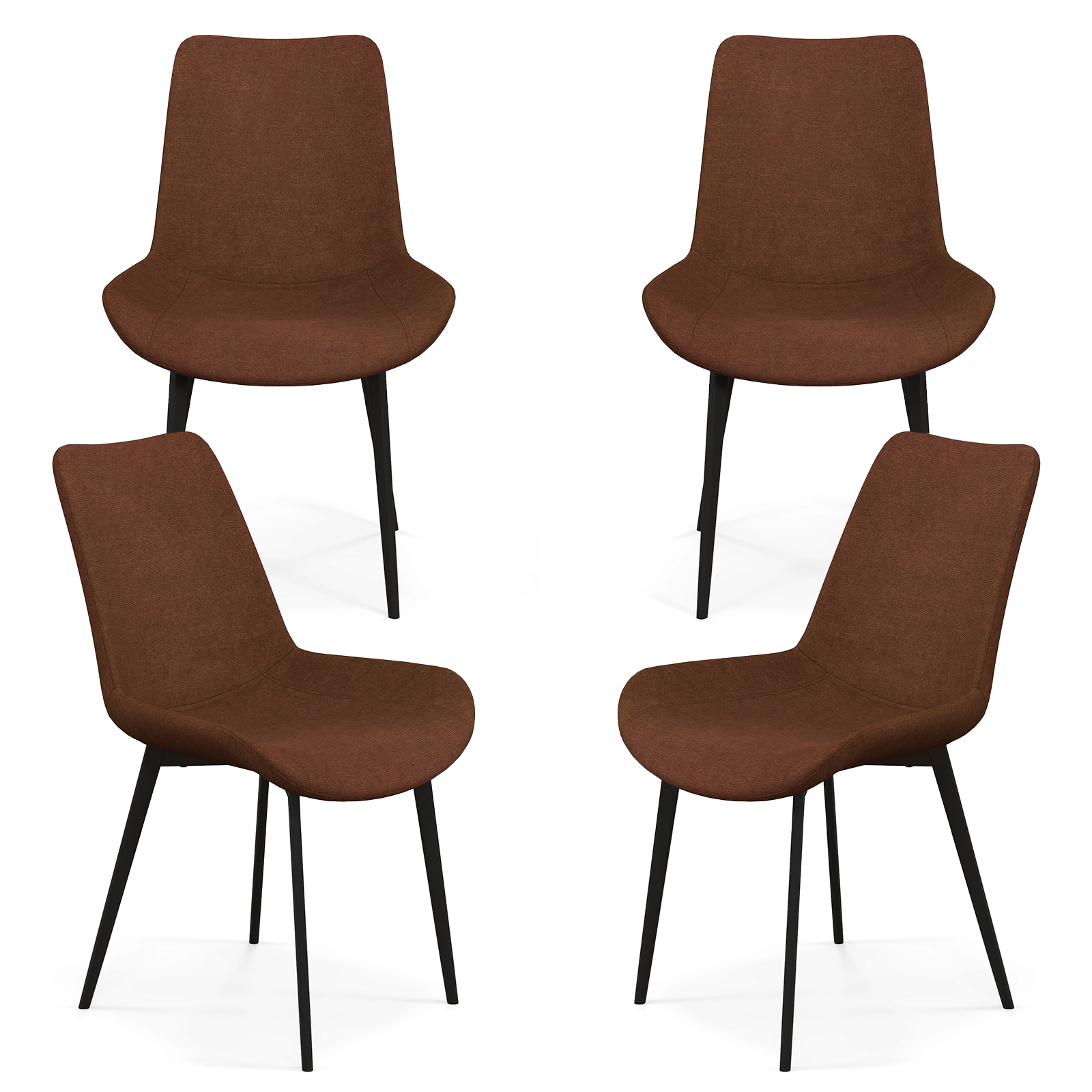 LJG Set of 4 Dining Chair Upholstered with Metal Legs and Padded Backs