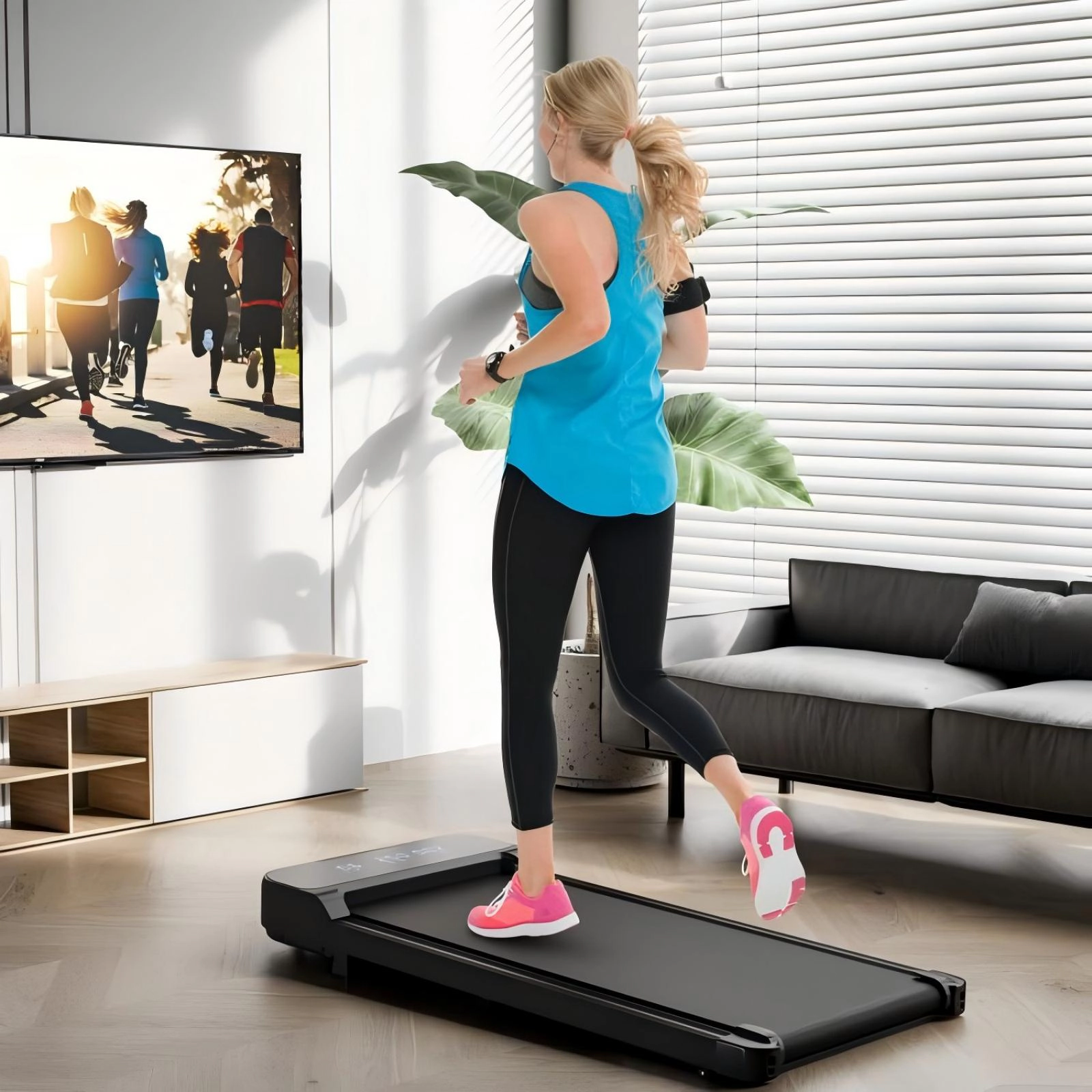 SUGIFT 2.5HP Under Desk Walking Treadmill with Remote Control 220-lb Capacity 3 Countdown Modes Black