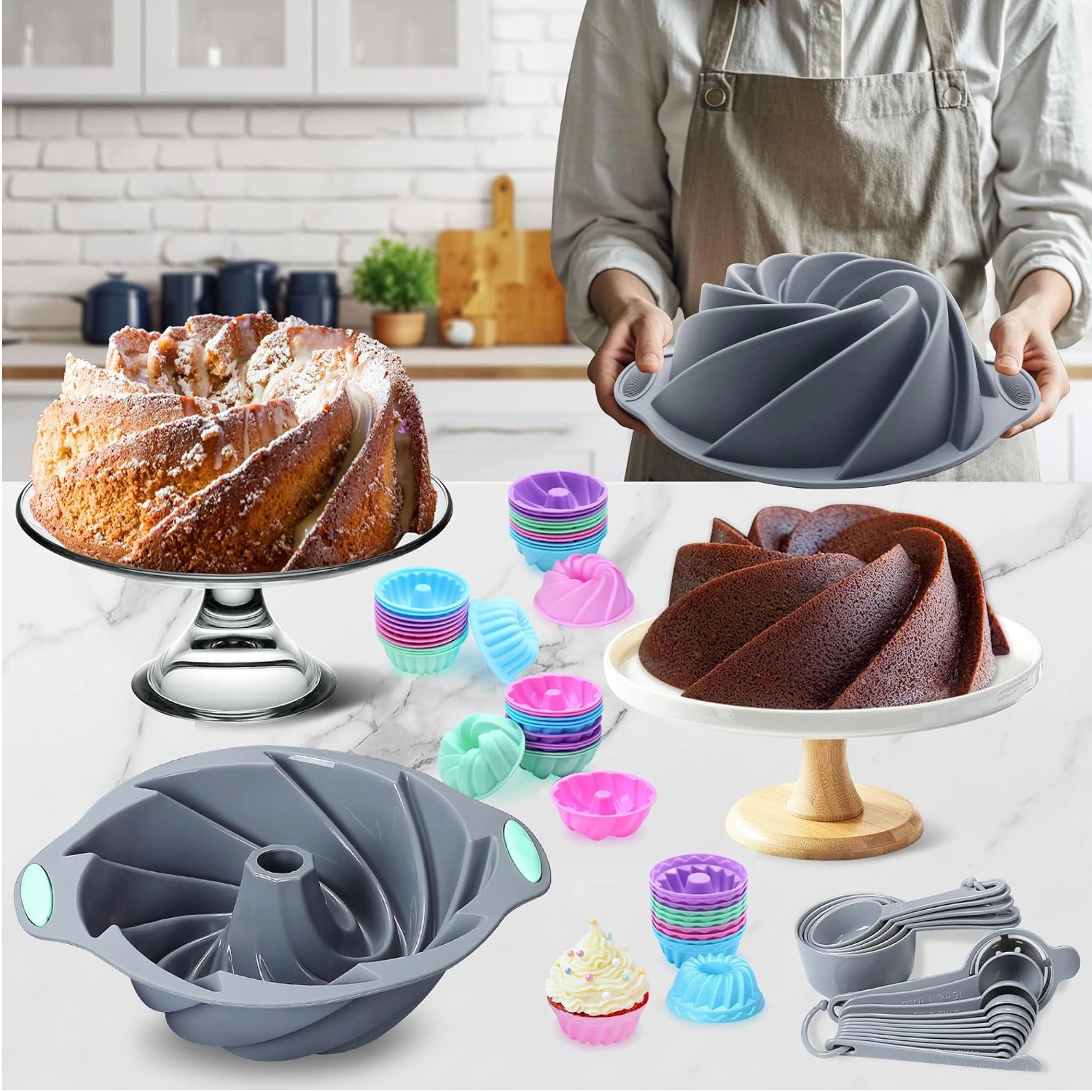 Stock Preferred Pack of 72 Nonstick Silicone Bakeware and Measuring Set